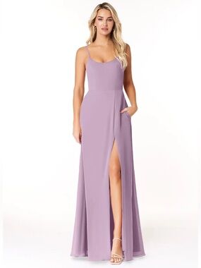 Azazie Moira Bridesmaid Gown Wisteria A8 Chiffon A-Line Floor Length Bridesmaid